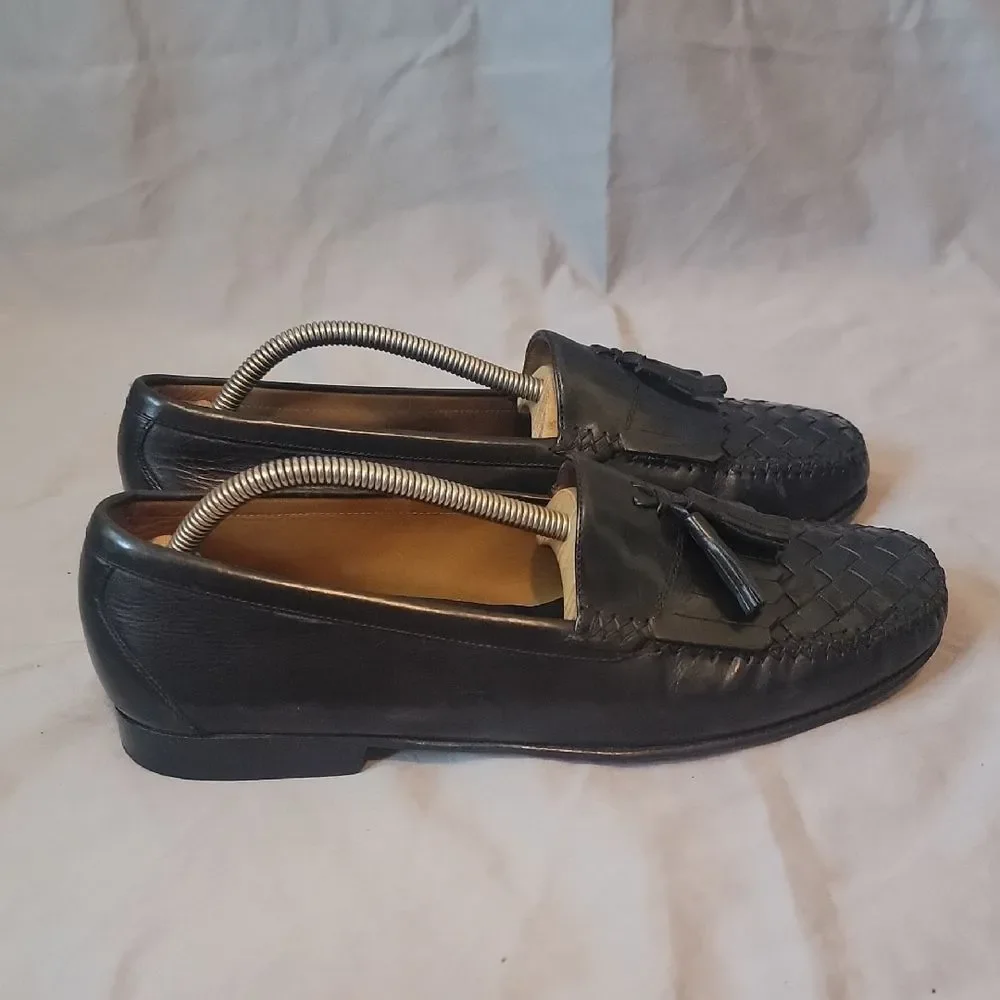 Cole Haan 11 D Black Leather Loafers with Tassels